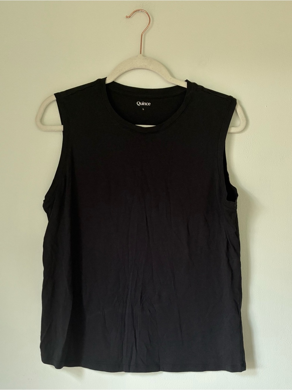 Quince Cotton Modal Muscle Tank Black Size L - Picture 2 of 4